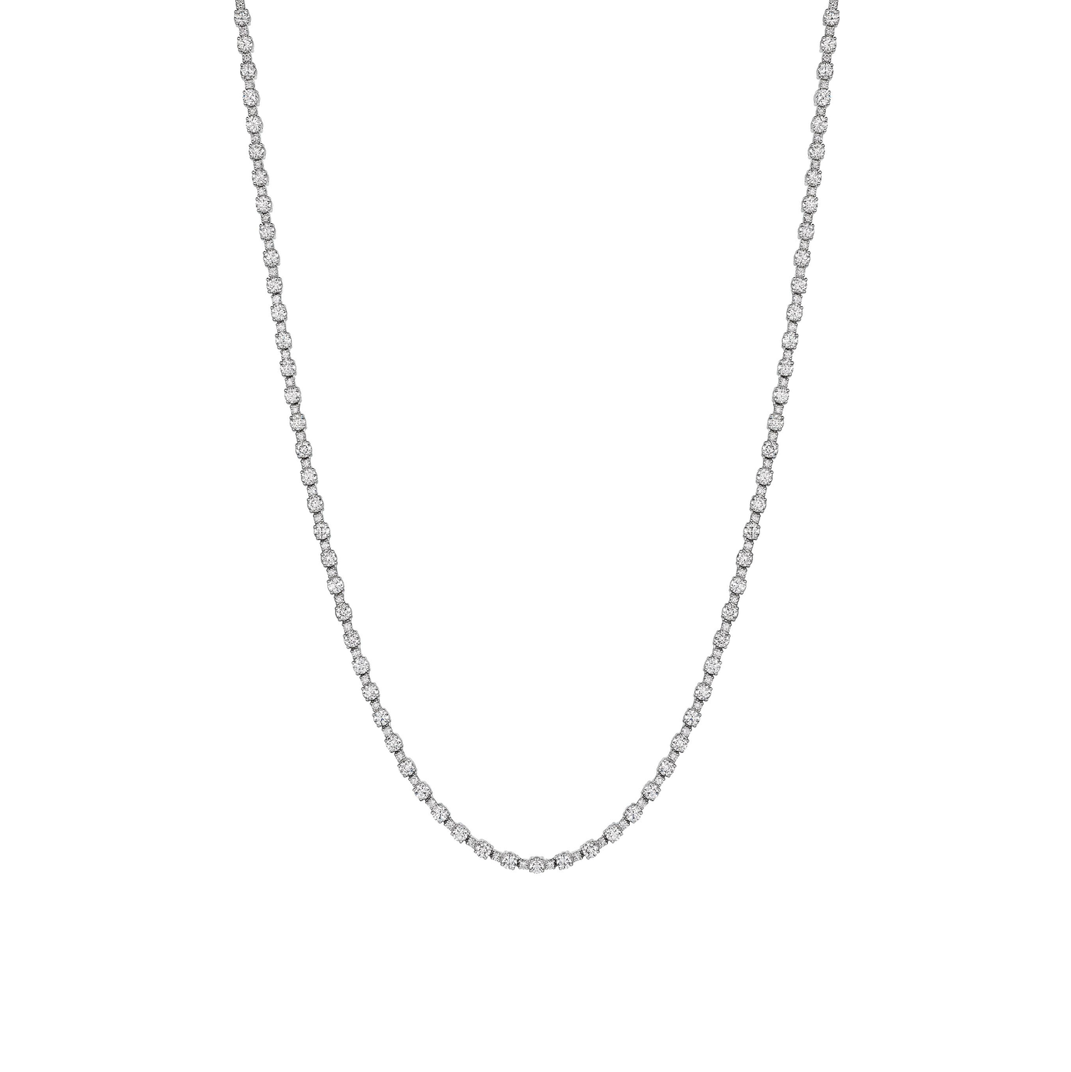 Sabel Collection White Gold Round Diamond Tennis Necklace